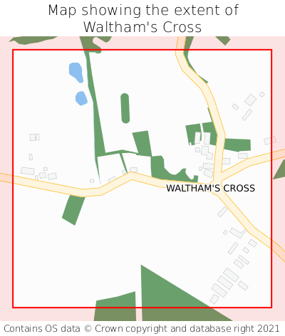 Map showing extent of Waltham's Cross as bounding box