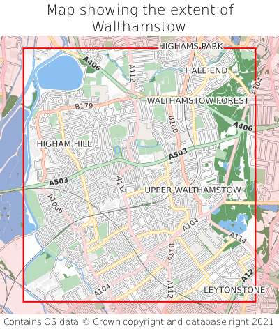 Map showing extent of Walthamstow as bounding box