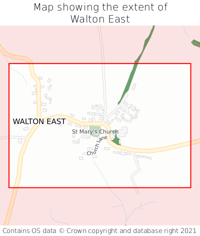 Map showing extent of Walton East as bounding box
