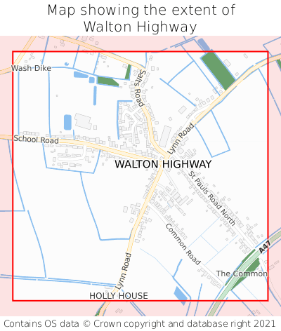 Map showing extent of Walton Highway as bounding box