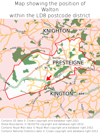 Map showing location of Walton within LD8