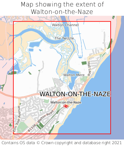 Map showing extent of Walton-on-the-Naze as bounding box