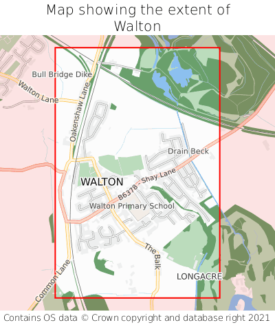 Map showing extent of Walton as bounding box