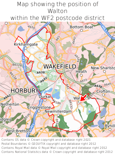 Map showing location of Walton within WF2