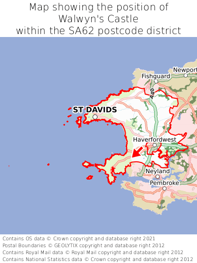 Map showing location of Walwyn's Castle within SA62