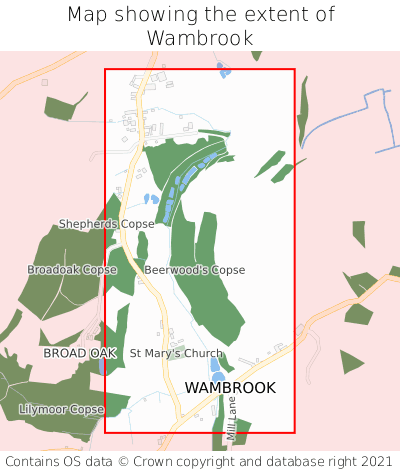 Map showing extent of Wambrook as bounding box
