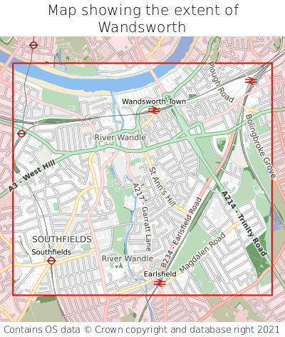 Map showing extent of Wandsworth as bounding box