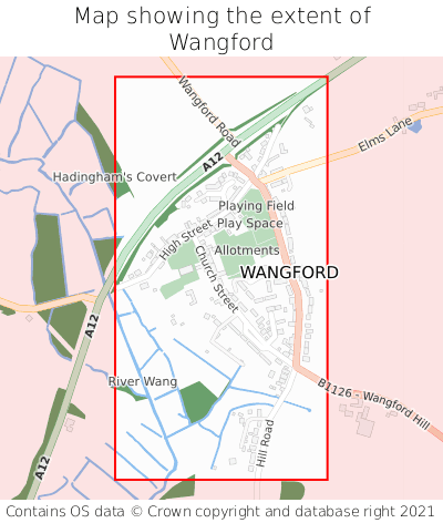 Map showing extent of Wangford as bounding box