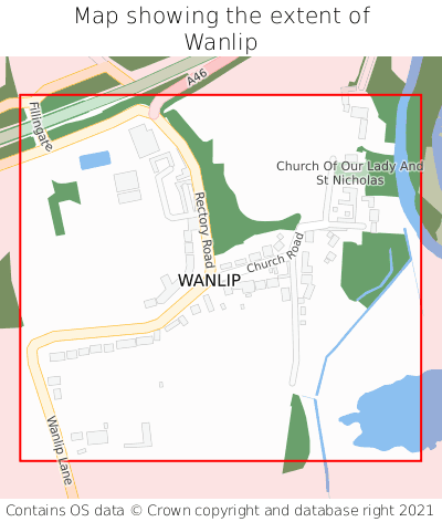 Map showing extent of Wanlip as bounding box