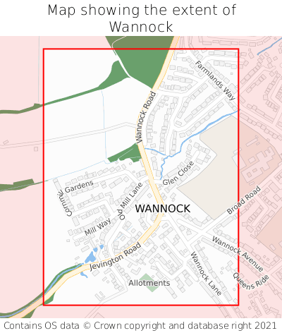 Map showing extent of Wannock as bounding box