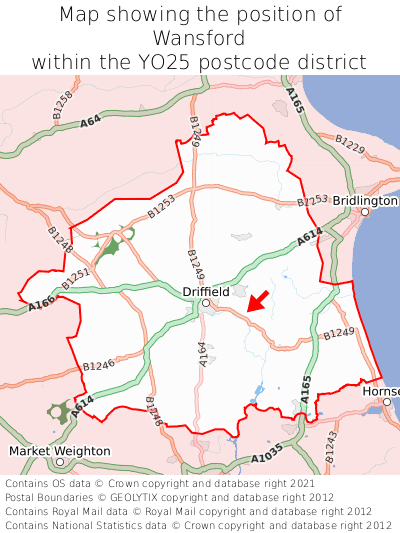 Map showing location of Wansford within YO25