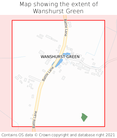 Map showing extent of Wanshurst Green as bounding box