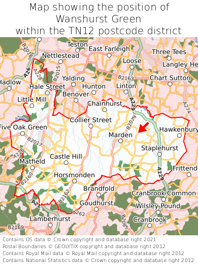 Map showing location of Wanshurst Green within TN12
