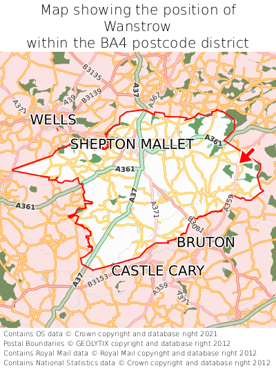 Map showing location of Wanstrow within BA4