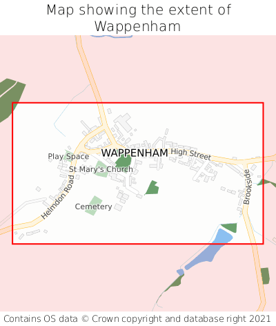 Map showing extent of Wappenham as bounding box