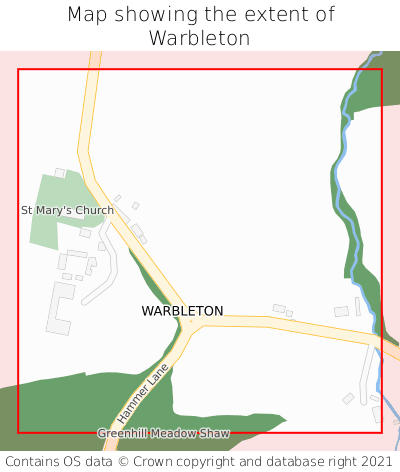 Map showing extent of Warbleton as bounding box