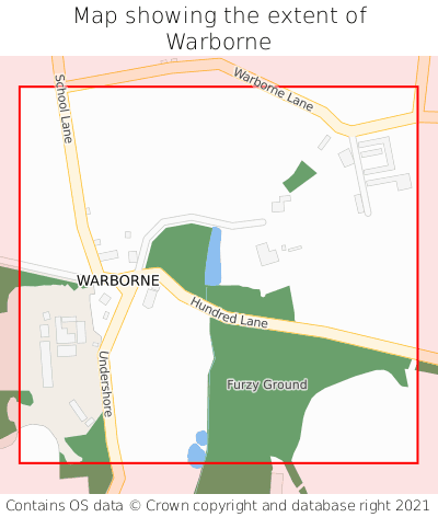 Map showing extent of Warborne as bounding box