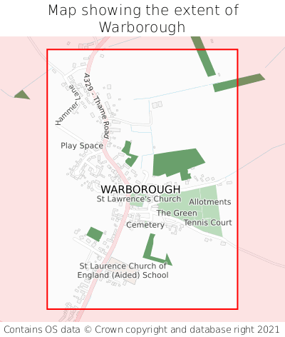 Map showing extent of Warborough as bounding box
