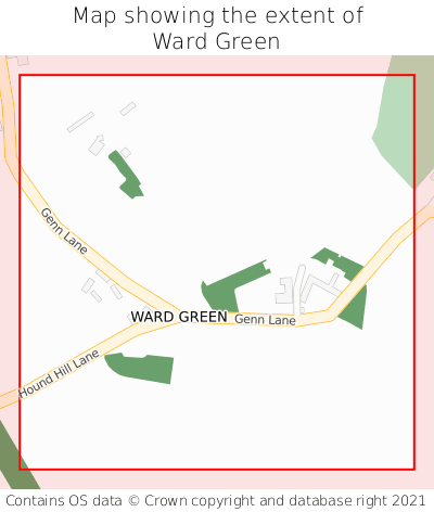 Map showing extent of Ward Green as bounding box
