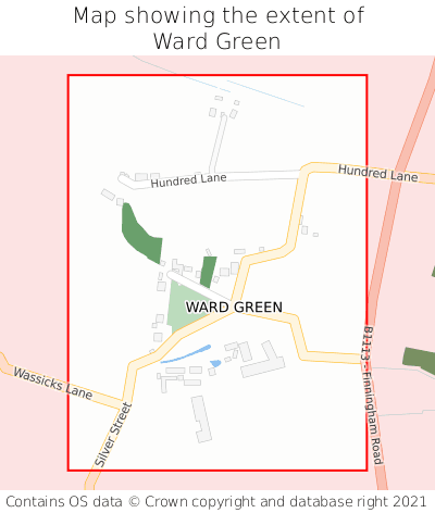 Map showing extent of Ward Green as bounding box