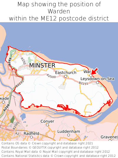 Map showing location of Warden within ME12