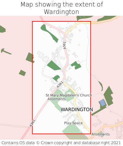 Map showing extent of Wardington as bounding box