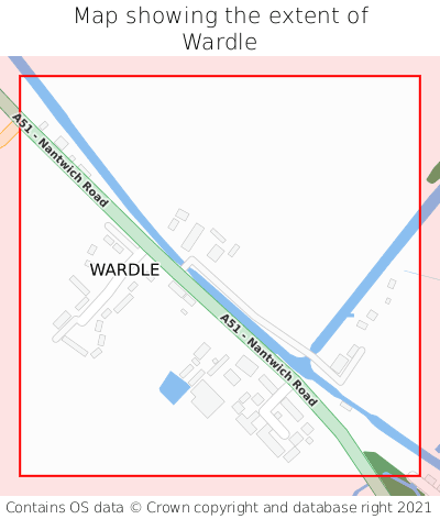 Map showing extent of Wardle as bounding box