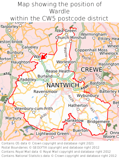 Map showing location of Wardle within CW5