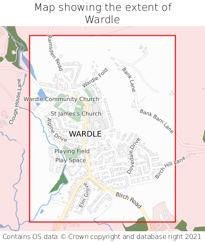 Map showing extent of Wardle as bounding box