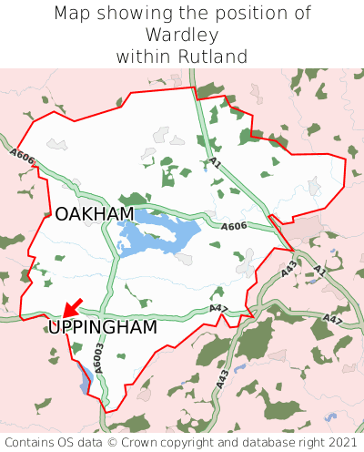 Map showing location of Wardley within Rutland