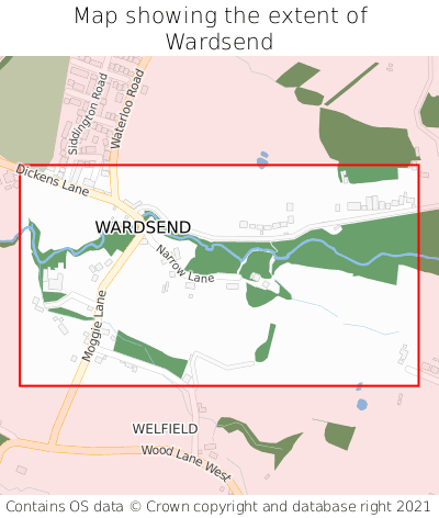 Map showing extent of Wardsend as bounding box