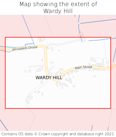 Map showing extent of Wardy Hill as bounding box