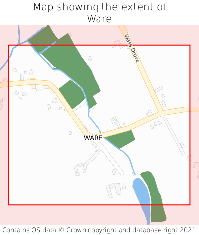 Map showing extent of Ware as bounding box