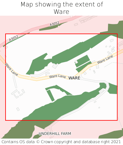 Map showing extent of Ware as bounding box