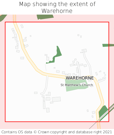 Map showing extent of Warehorne as bounding box
