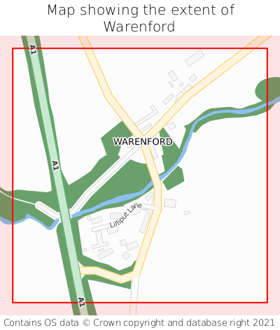 Map showing extent of Warenford as bounding box