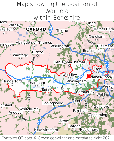 Map showing location of Warfield within Berkshire