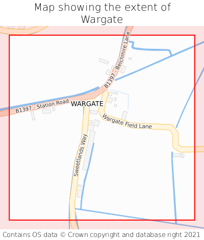 Map showing extent of Wargate as bounding box