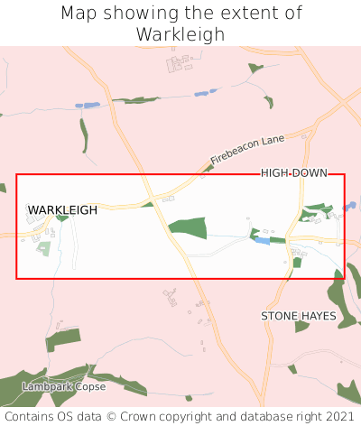 Map showing extent of Warkleigh as bounding box