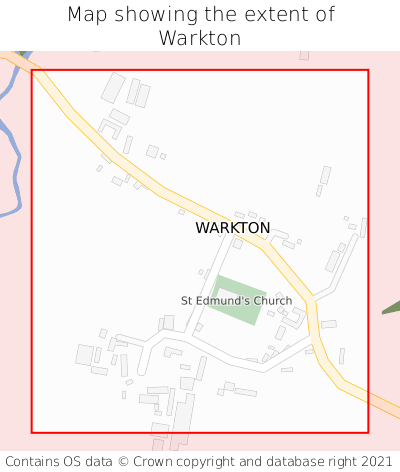 Map showing extent of Warkton as bounding box