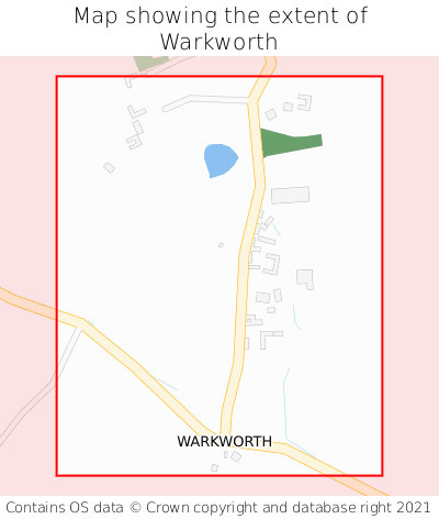 Map showing extent of Warkworth as bounding box