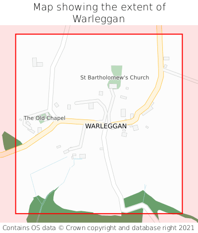 Map showing extent of Warleggan as bounding box