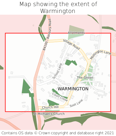 Map showing extent of Warmington as bounding box
