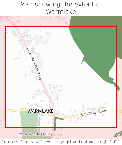 Map showing extent of Warmlake as bounding box