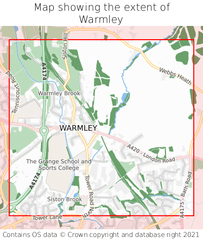 Map showing extent of Warmley as bounding box