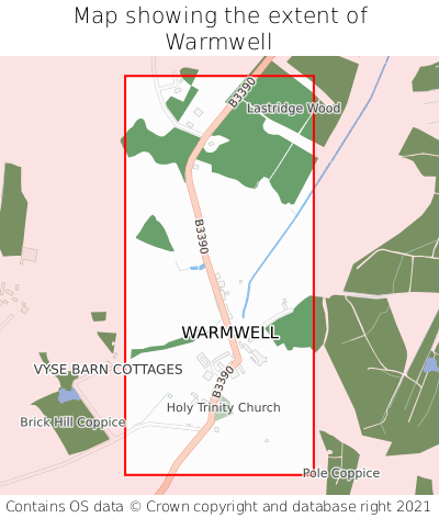 Map showing extent of Warmwell as bounding box