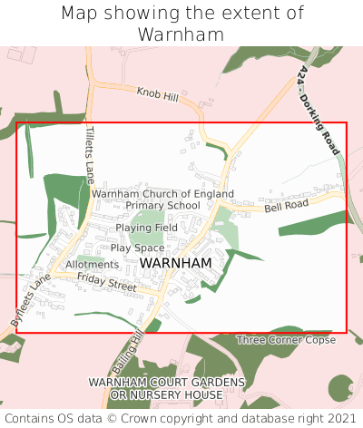 Map showing extent of Warnham as bounding box