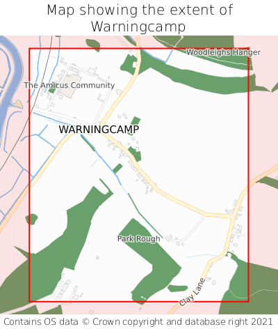 Map showing extent of Warningcamp as bounding box