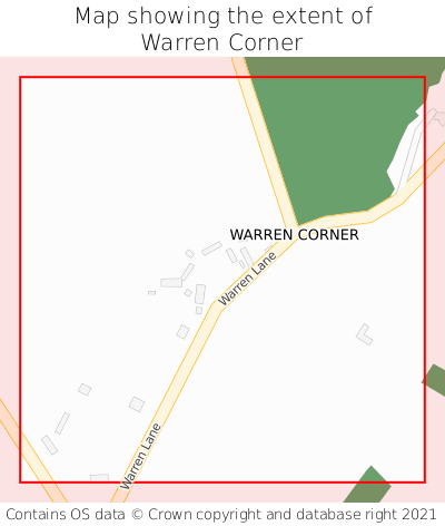 Map showing extent of Warren Corner as bounding box