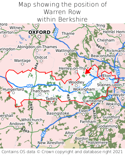 Map showing location of Warren Row within Berkshire